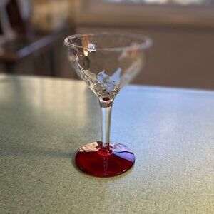 Set of Six Antique Cranberry Glass Base Champagne Glasses